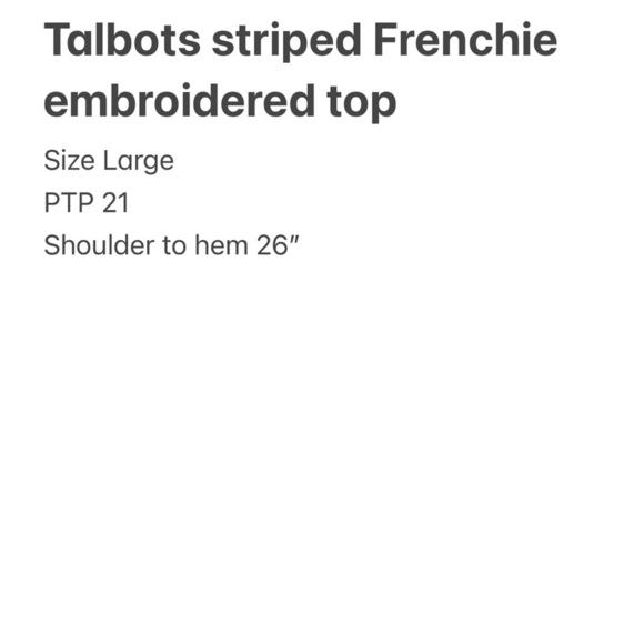 Talbots Embroidered Frenchie Dogs Royal Blue and White Striped Cotton Top sz  L - Picture 8 of 8